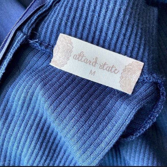 Altar’d State Blue Fit N Flare High Neck Modest Long sleeve Dress Medium - Picture 2 of 11